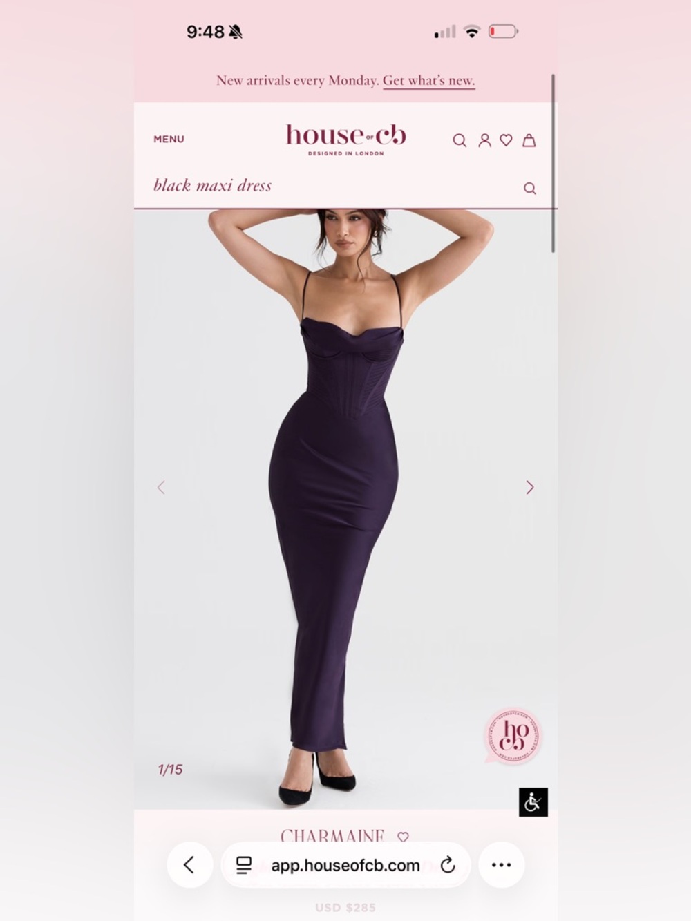 House of CB Plum Fitted Maxi Dress